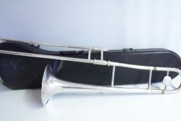 H. Schenkelaars silver-plated tenor trombone with case