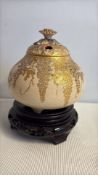 Satsuma gilt wisteria koro with hardwood stand