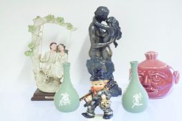 Set of 6 Decorative Ceramic and Spelter Ornaments