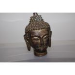 Oriental bronze buddha head sculpture