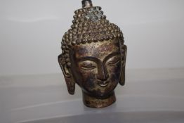 Oriental bronze buddha head sculpture