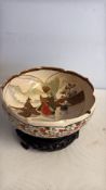 Japanese Satsuma crackle-glazed bowl on stand