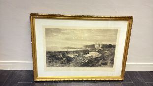 Framed print after B. W. Leader, industrial landscape scene