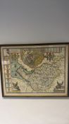 Framed John Speed map of Cheshire (after John Speed)