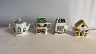 Set of four Wade English Lifeâ€™ novelty teapots