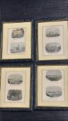 Set of four framed hand-coloured topographical prints of Dublin and Bristol