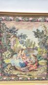 Framed needlework tapestry pastoral scene