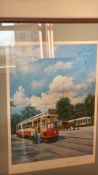Malcolm Root: streetcar scene, signed limited-edition colour print (dated 1988)