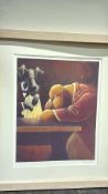 Signed limited-edition print of anthropomorphic terrier and bear, titled and numbered 23/195