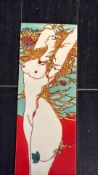 Art Nouveau style glazed ceramic tile after Mucha
