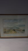 Framed signed watercolour landscape, dated 1986