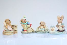 Set of Four Pendelfin Hand-Painted Stonecraft Rabbit Figures