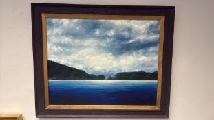 Framed oil painting of Derwent Water, Keswick, signed Jolin (attributed Jolin G. Harrison)