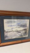Framed signed watercolour landscape