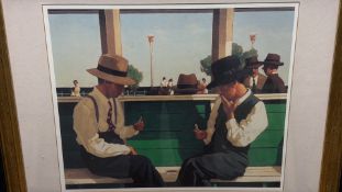 Framed print after Jack Vettriano, two men playing cards
