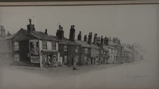 Framed limited-edition signed monochrome streetscape print