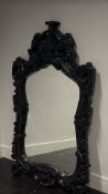 Large Rococo-style black framed wall mirror