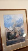 Limited edition signed colour print of a steam locomotive at Bury Transport Museum, dated 1987