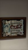 Framed Coca-Cola Mirror Advertising Sign