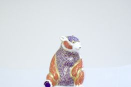 Royal crown derby honey bear with gold stopper