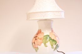Moorcroft floral pottery table lamp with shade