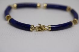 14ct Gold Lapis Lazuli bracelet (9g)