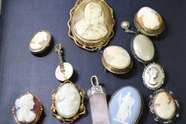 Collection of cameo brooches & other
