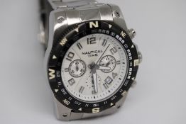Nautical time gentle quartz chronograph wristwatch