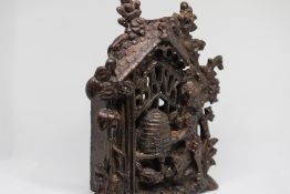 Cast iron still bank titled Bears stealing honey m