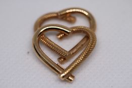 9ct Gold double heart pendant 1.6g