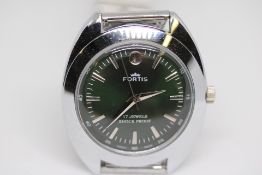 Fortis Swiss made manual wind wristwatch with gree