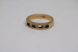 18ct Gold ring set with diamonds & sapphires - 1 s