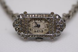 925 Silver case & strap ladies cocktail watch set with