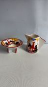 Two Wedgwood Clarice Cliff Collection 'Bizarre' jug and pedestal bowl