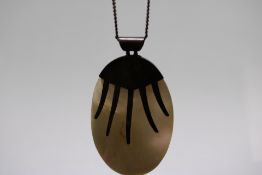 Silver chain & mother of pearl pendant