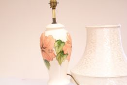 Moorcroft painted ceramic table lamp with shade