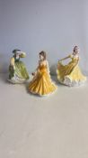Set of 3 Royal Doulton and Royal Worcester bone china lady figurines
