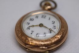 14ct Cased fob watch Weight 15.4g - Currently tick