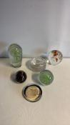 Set of six art-glass paperweights and desk ornaments