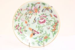Chinese famille rose export porcelain plate with blue seal mark