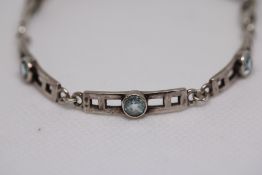 Silver bracelet set with white stones - Mackintosh