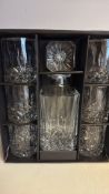 John Lewis cut glass decanter and six tumblers set