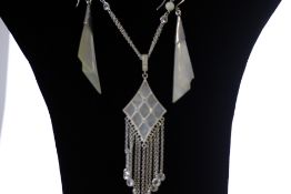 Silver & mother of pearl necklace with matching e