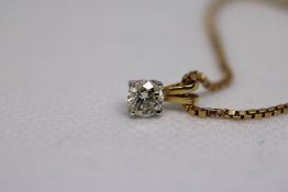 14ct Gold chain & pendant set with solitaire diamond pendant approx. 0.50ct Total Weight 4.7g
