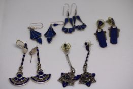 5x Pairs of silver earrings