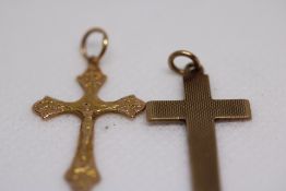 9ct Gold cross pendant together with yellow metal