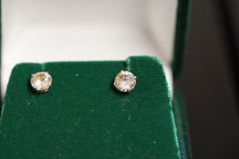 Boxed pair of 9ct white gold earrings