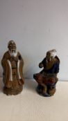Two Chinese-style glazed ceramic scholar figures