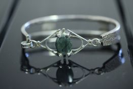 Silver bangle & agate stone