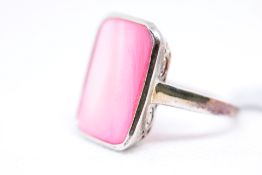 Sterling silver ring set with pink mother of pearl